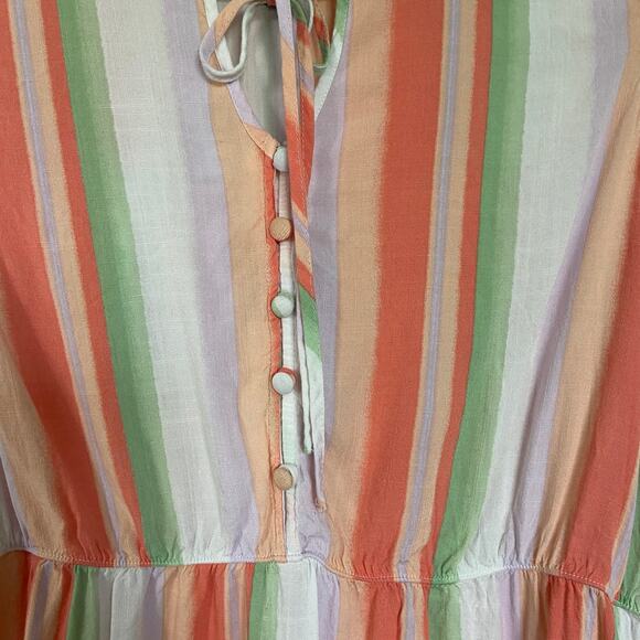 Torrid Women's Size 5 Multicolor Striped Rayon Slub Button-Front Tiered Tank - Picture 5 of 11